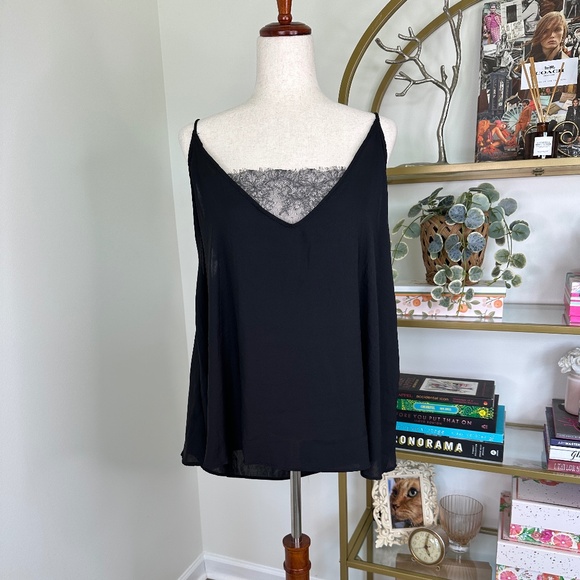 Intimately Free People Black Bandeau Inset lace Layers Camisole NWT - Picture 1 of 5